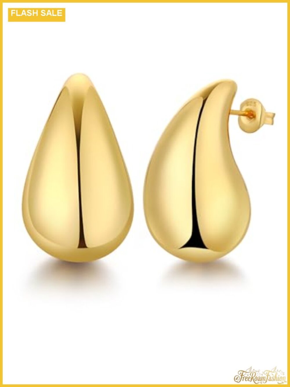 Teardrop Hoop Earrings 18K Gold Plated 925 Sterling Silver Hypoallergenic